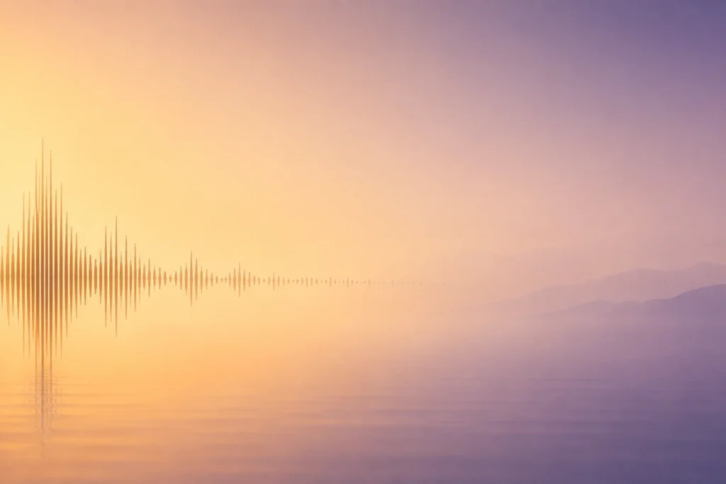 Minimal illustration of calming sound waves representing Indian classical raga music