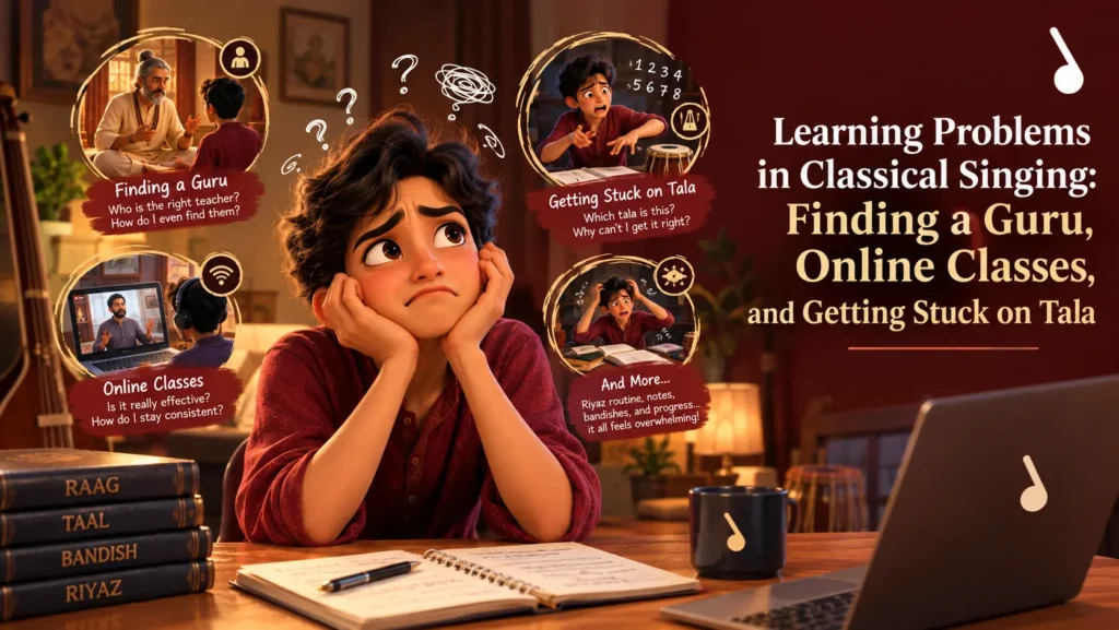 Student struggling with finding a guru, online classes, and tala in classical singing